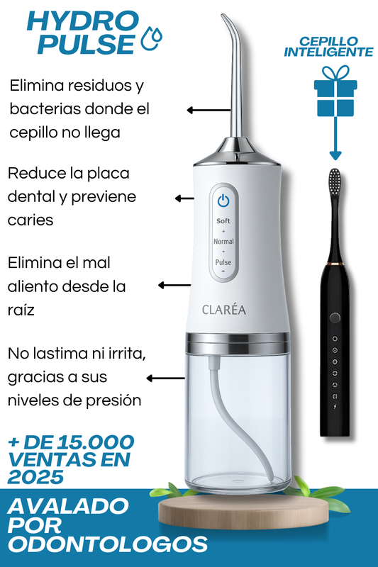 HYDRO PULSE (DUCHA DENTAL) + CEPILLO ULTRASÓNICO (6 MODOS) INTELIGENTE DE REGALO 🎁